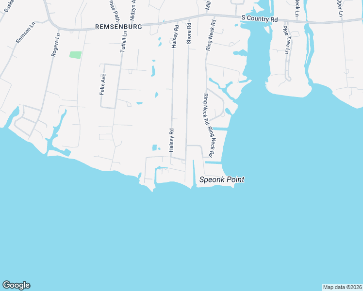 map of restaurants, bars, coffee shops, grocery stores, and more near 55 Shore Road in Remsenburg-Speonk