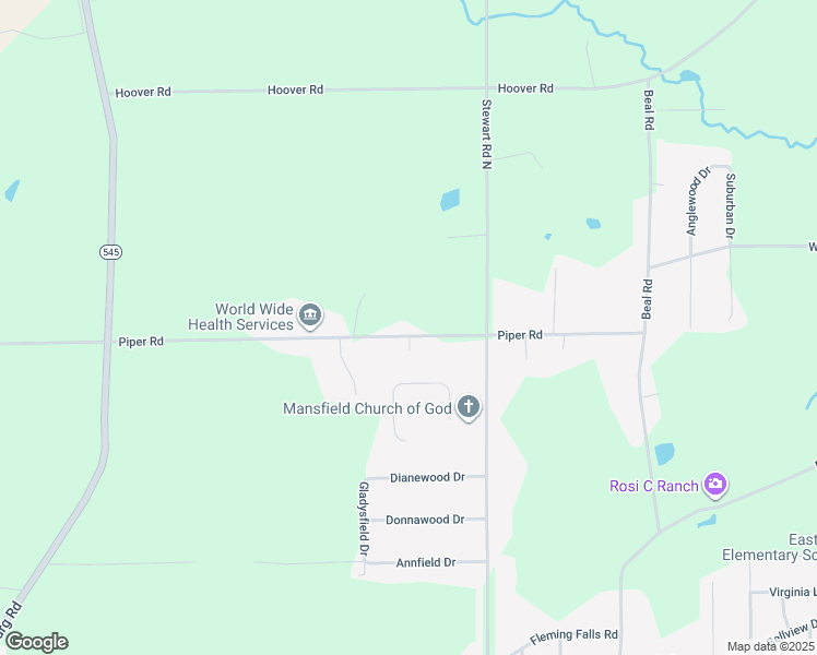 map of restaurants, bars, coffee shops, grocery stores, and more near 983 Piper Road in Mansfield