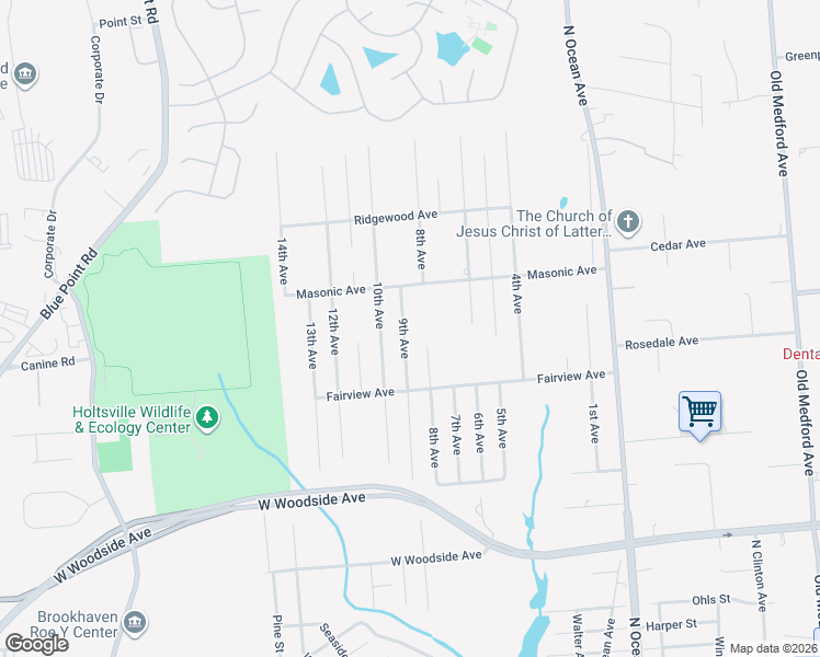 map of restaurants, bars, coffee shops, grocery stores, and more near 119 9th Avenue in Holtsville