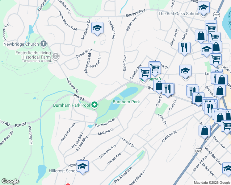 map of restaurants, bars, coffee shops, grocery stores, and more near 24 Mendham Avenue in Morristown