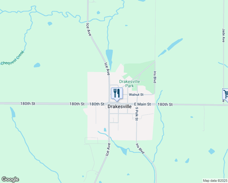 map of restaurants, bars, coffee shops, grocery stores, and more near West Walnut Street in Drakesville
