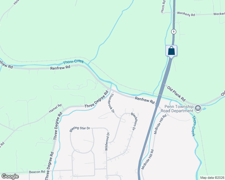 map of restaurants, bars, coffee shops, grocery stores, and more near 300 Renfrew Road in Renfrew