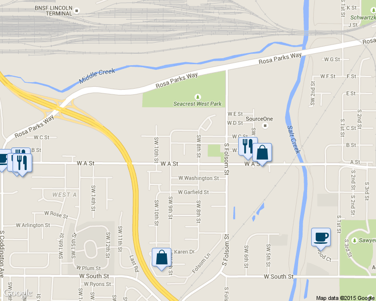 map of restaurants, bars, coffee shops, grocery stores, and more near 1240 Jonna Court in Lincoln