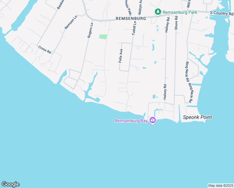 map of restaurants, bars, coffee shops, grocery stores, and more near 45 Tuthill Lane in Remsenburg-Speonk