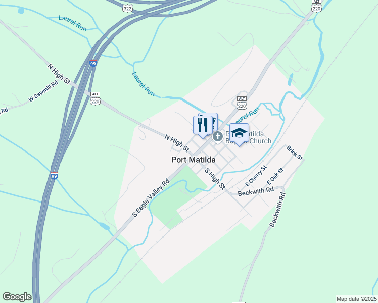 map of restaurants, bars, coffee shops, grocery stores, and more near in Port Matilda