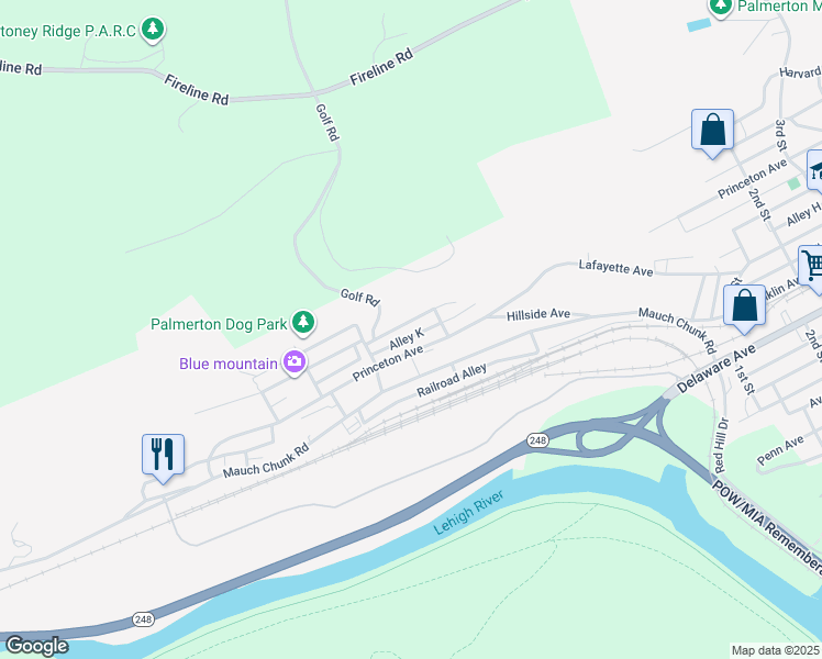 map of restaurants, bars, coffee shops, grocery stores, and more near 772 Edgemont Ave in Palmerton