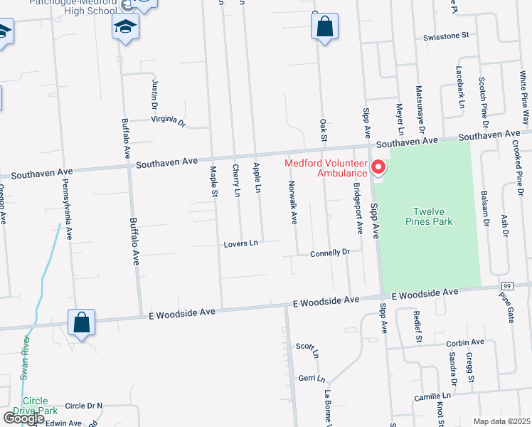 map of restaurants, bars, coffee shops, grocery stores, and more near 9 Apple Lane in Medford