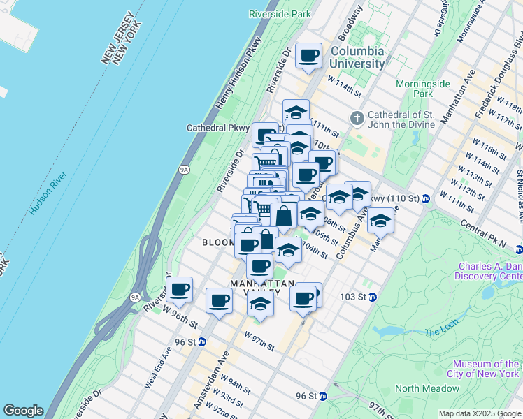 map of restaurants, bars, coffee shops, grocery stores, and more near in New York