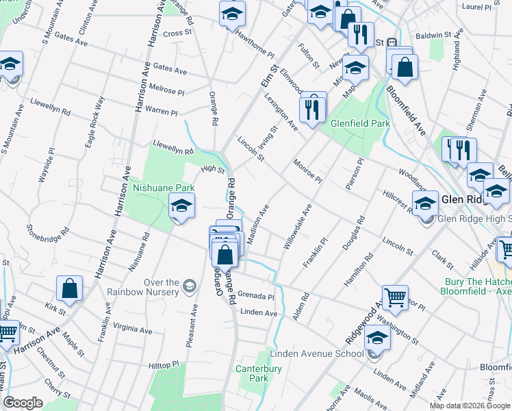 map of restaurants, bars, coffee shops, grocery stores, and more near in Montclair