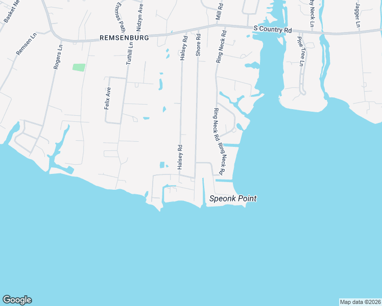 map of restaurants, bars, coffee shops, grocery stores, and more near 55 Shore Road in Remsenburg-Speonk