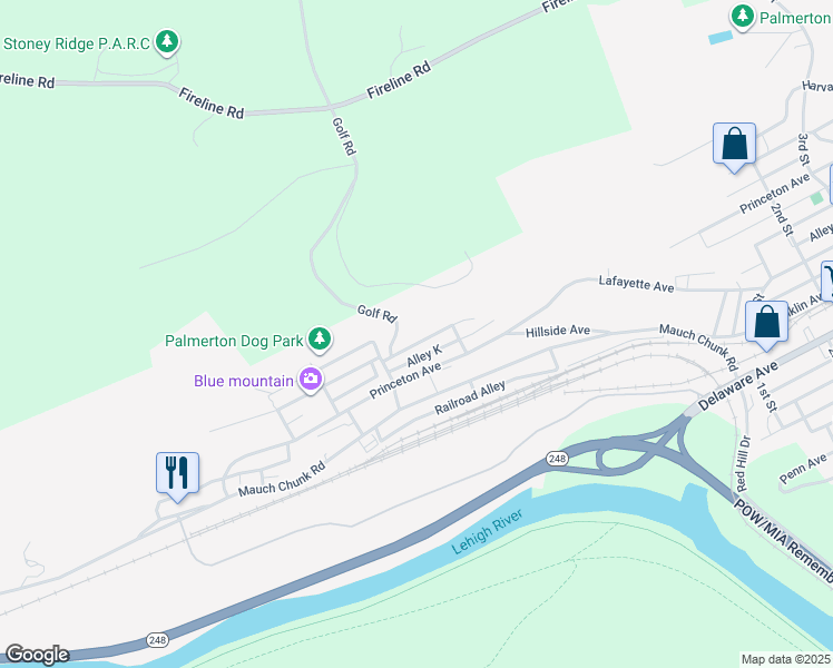 map of restaurants, bars, coffee shops, grocery stores, and more near 772 Edgemont Ave in Palmerton