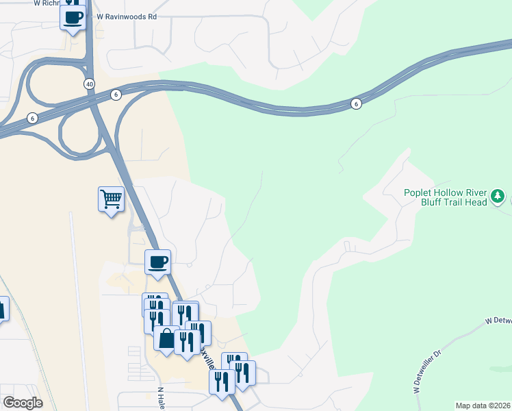 map of restaurants, bars, coffee shops, grocery stores, and more near 9218 North Frye Road in Peoria