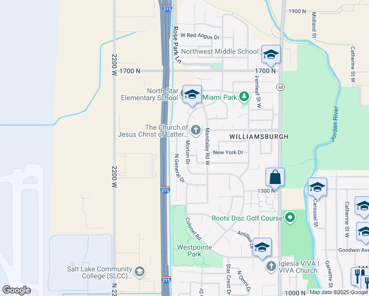 map of restaurants, bars, coffee shops, grocery stores, and more near 1423 North Morton Drive in Salt Lake City