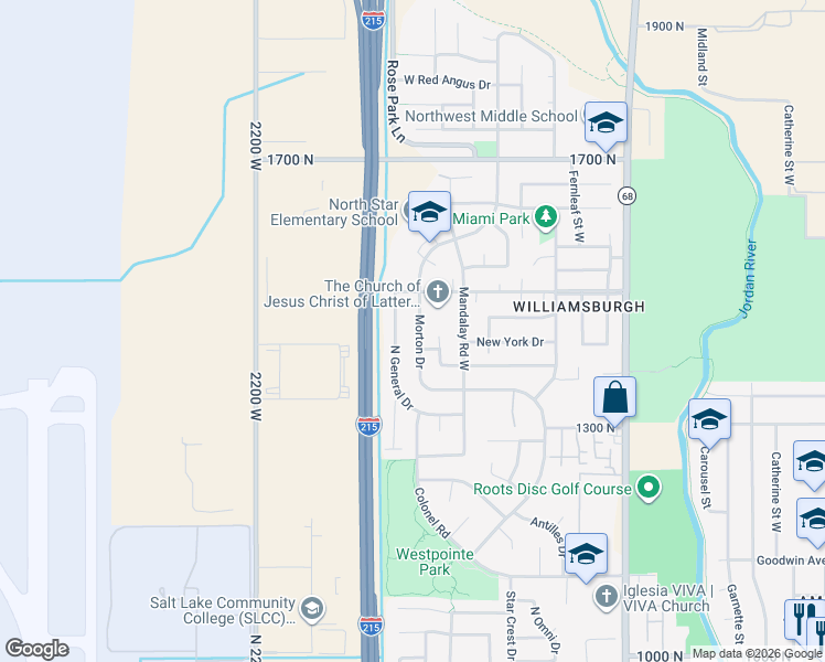 map of restaurants, bars, coffee shops, grocery stores, and more near 1423 North Morton Drive in Salt Lake City