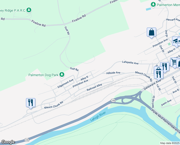 map of restaurants, bars, coffee shops, grocery stores, and more near 744 Edgemont Avenue in Palmerton