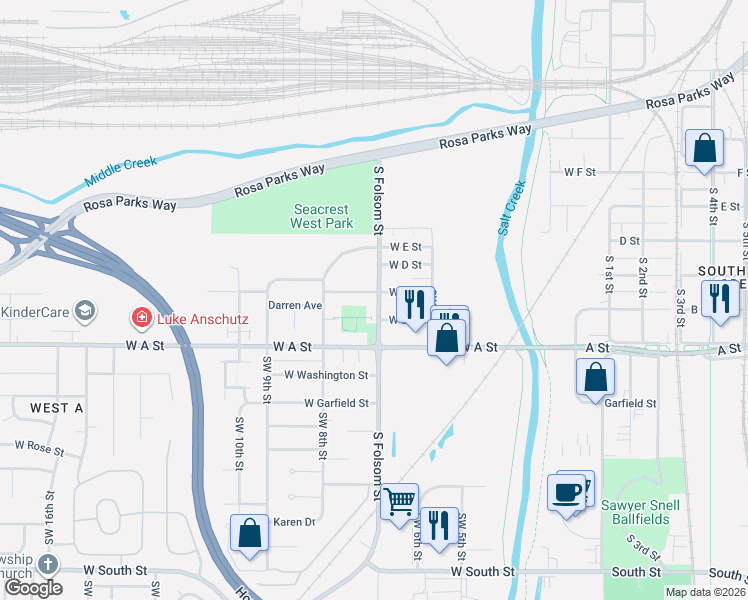 map of restaurants, bars, coffee shops, grocery stores, and more near in Lincoln