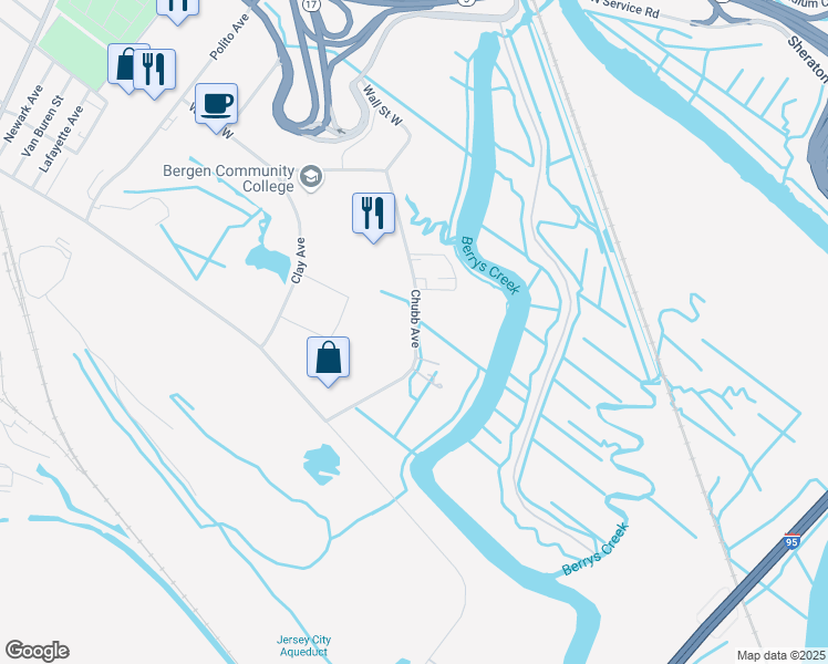 map of restaurants, bars, coffee shops, grocery stores, and more near 160 Chubb Avenue in Lyndhurst