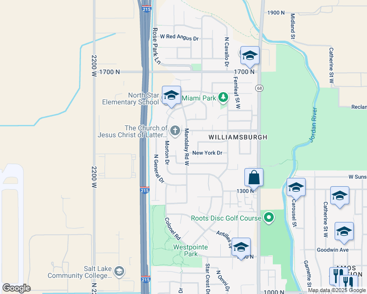 map of restaurants, bars, coffee shops, grocery stores, and more near 1941 West Springfield Road in Salt Lake City