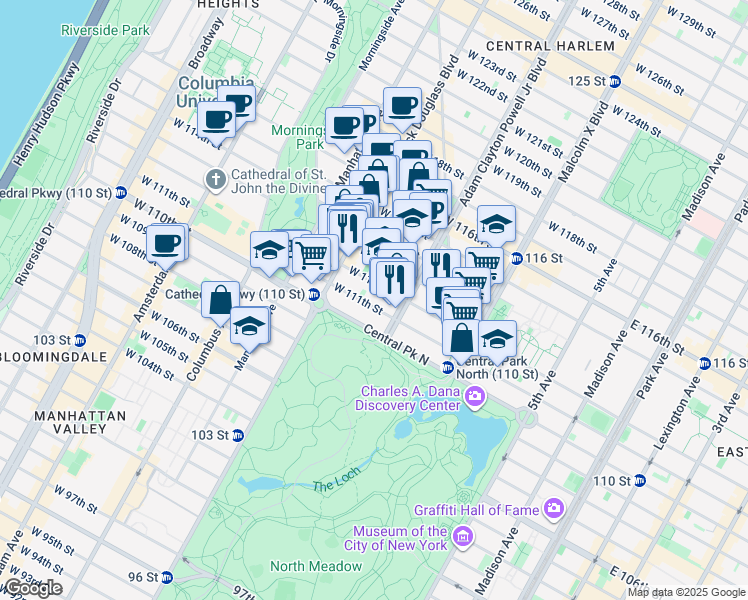 map of restaurants, bars, coffee shops, grocery stores, and more near in New York