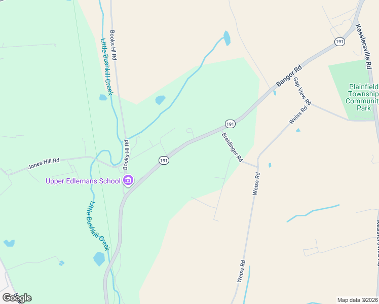map of restaurants, bars, coffee shops, grocery stores, and more near 1090A Bangor Road in Nazareth
