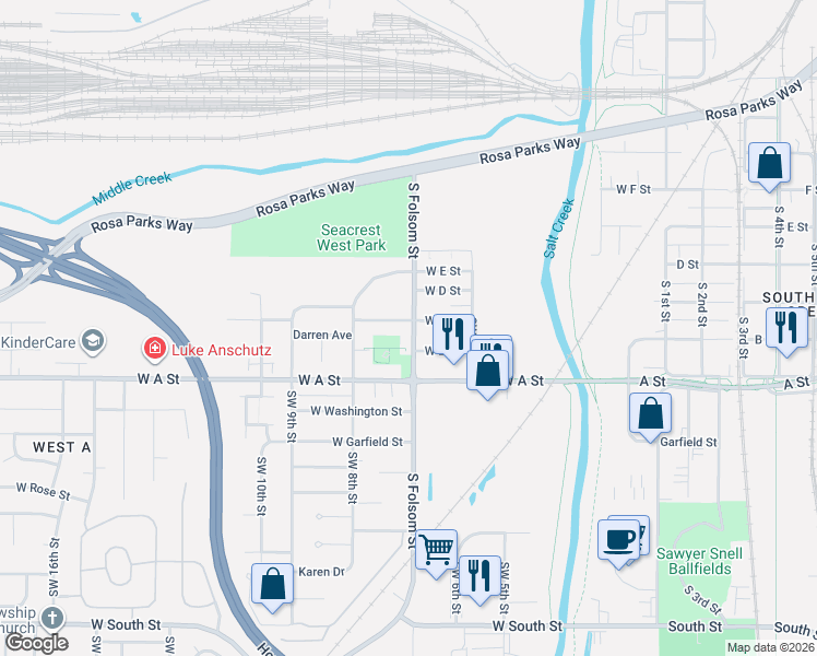 map of restaurants, bars, coffee shops, grocery stores, and more near in Lincoln