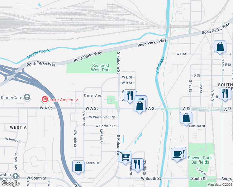map of restaurants, bars, coffee shops, grocery stores, and more near in Lincoln