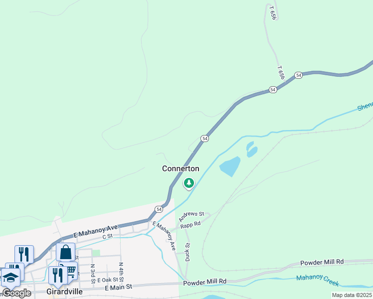 map of restaurants, bars, coffee shops, grocery stores, and more near 7 Conner Street in Girardville