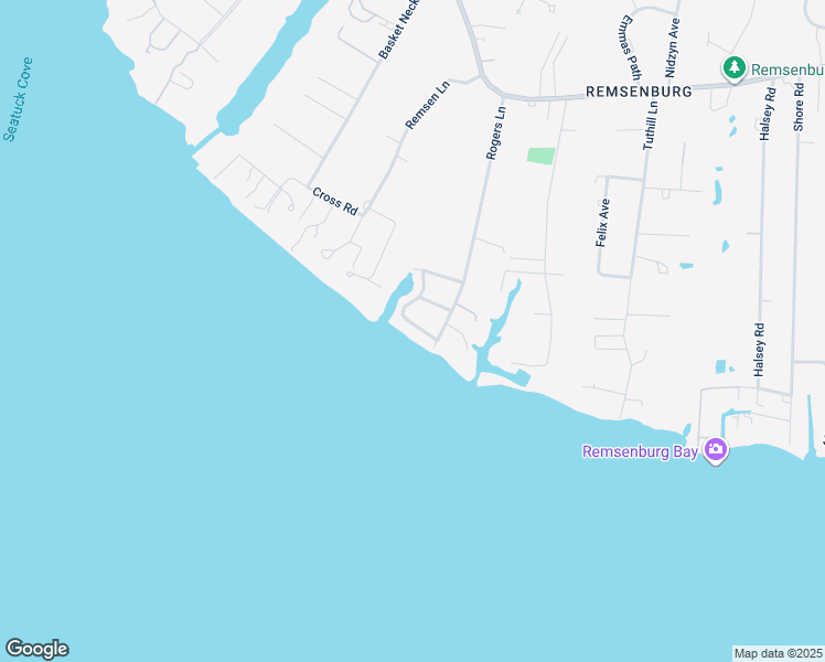 map of restaurants, bars, coffee shops, grocery stores, and more near 7 Seatuck Lane in Remsenburg-Speonk