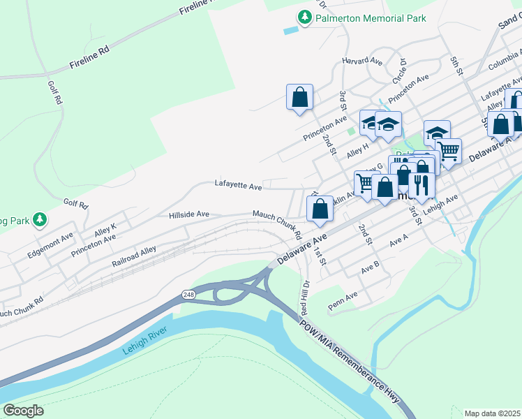 map of restaurants, bars, coffee shops, grocery stores, and more near 553 Mauch Chunk Road in Palmerton