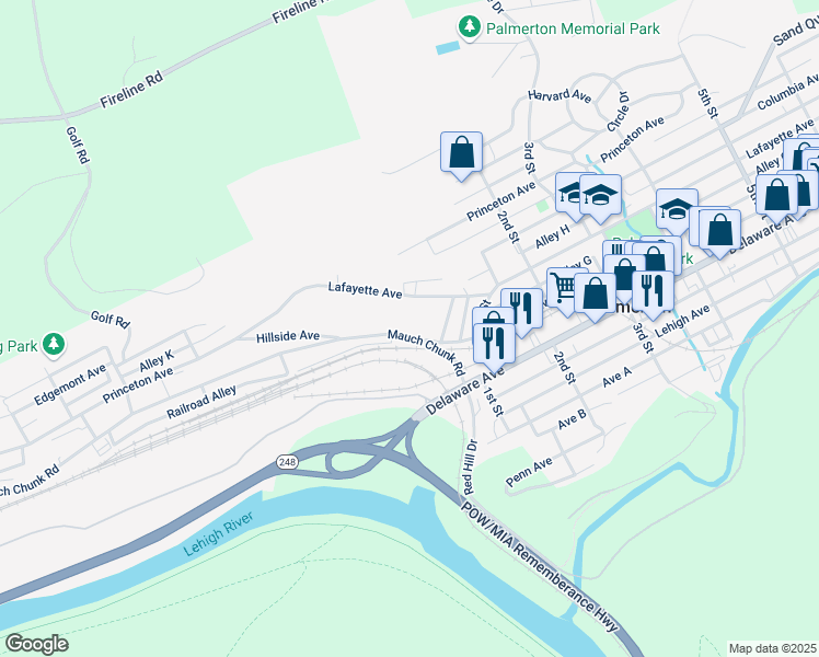 map of restaurants, bars, coffee shops, grocery stores, and more near 545 Mauch Chunk Road in Palmerton