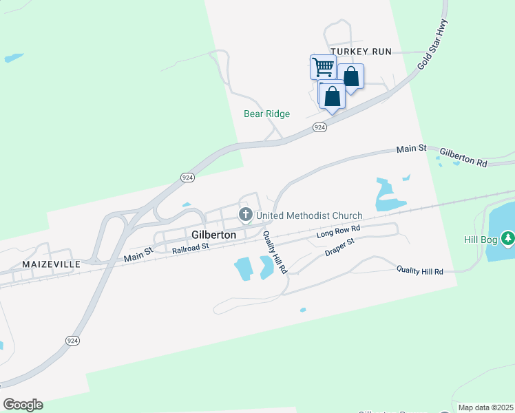 map of restaurants, bars, coffee shops, grocery stores, and more near 20 Shaft Street in Gilberton