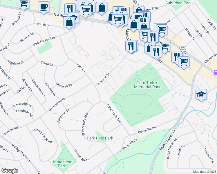 map of restaurants, bars, coffee shops, grocery stores, and more near 1100 West Aaron Drive in State College