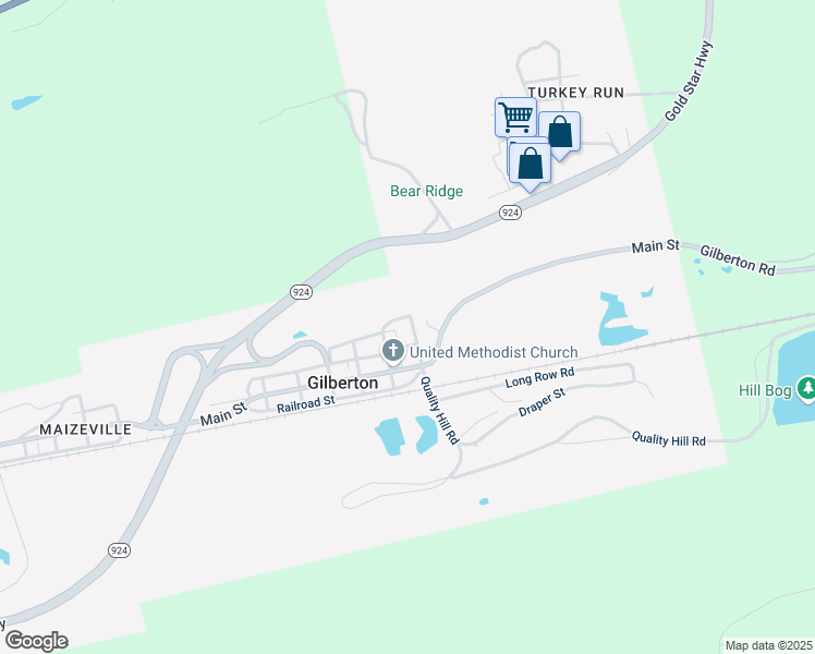 map of restaurants, bars, coffee shops, grocery stores, and more near 20 Shaft Street in Gilberton