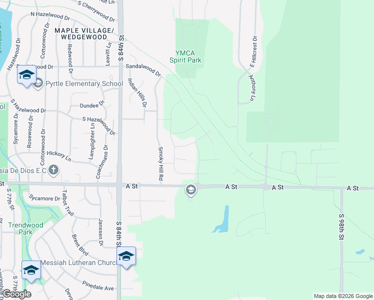 map of restaurants, bars, coffee shops, grocery stores, and more near 1111 South 88th Street in Lincoln