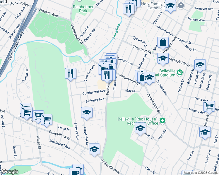 map of restaurants, bars, coffee shops, grocery stores, and more near 63 Charles Street in Belleville