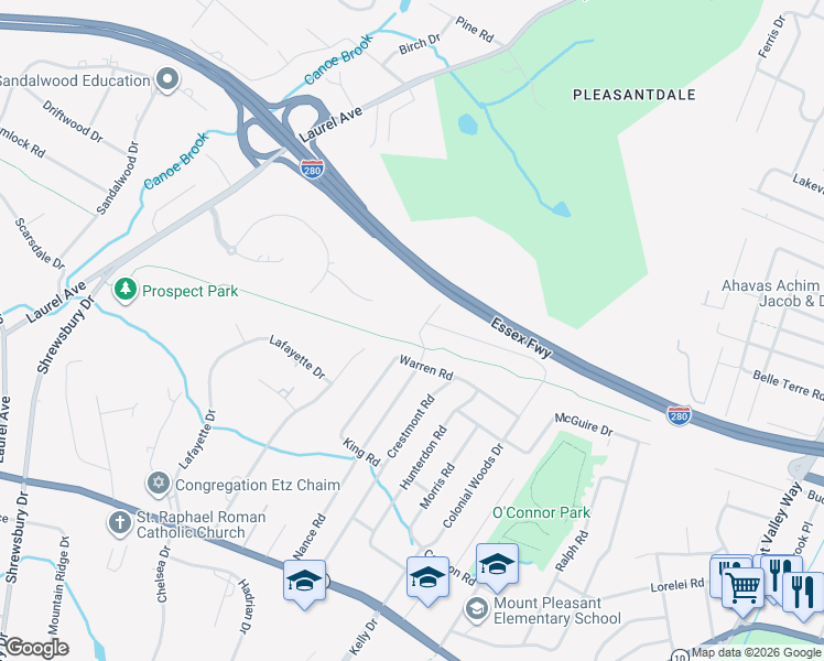 map of restaurants, bars, coffee shops, grocery stores, and more near 10 Dartmouth Court in Livingston