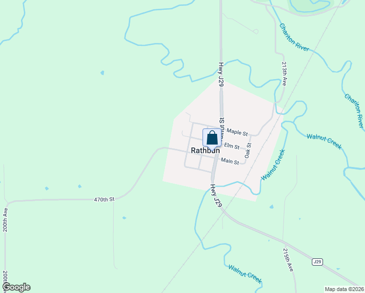 map of restaurants, bars, coffee shops, grocery stores, and more near School Street in Rathbun