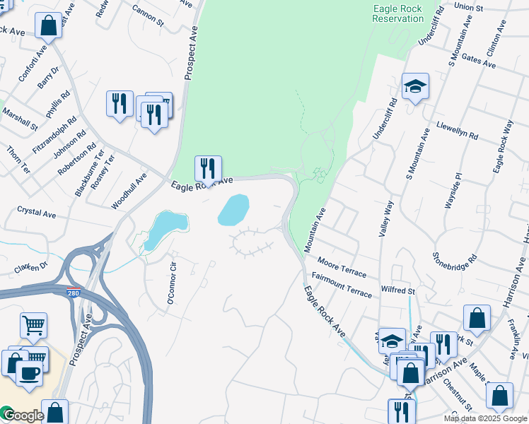 map of restaurants, bars, coffee shops, grocery stores, and more near 1010 Smith Manor Boulevard in West Orange