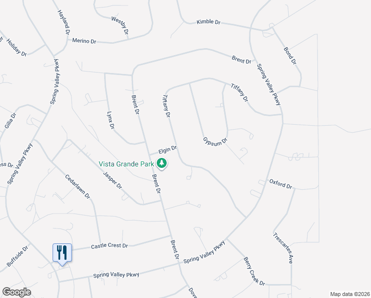 map of restaurants, bars, coffee shops, grocery stores, and more near 472 Tiffany Drive in Spring Creek