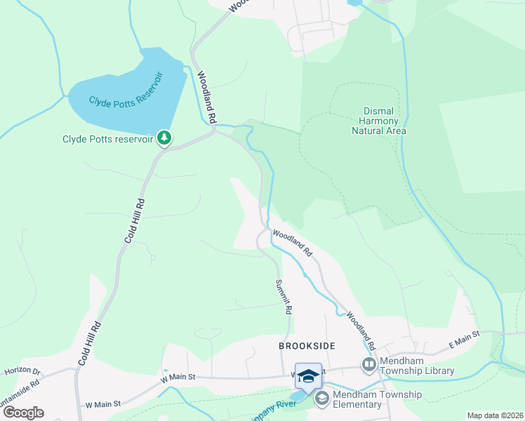 map of restaurants, bars, coffee shops, grocery stores, and more near 33 Woodland Road in Morristown