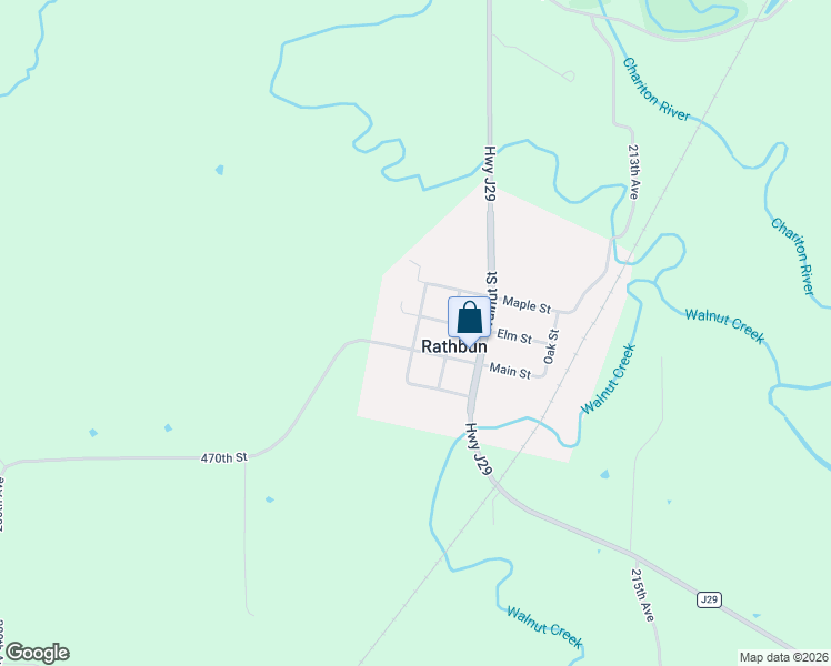 map of restaurants, bars, coffee shops, grocery stores, and more near School St in Rathbun