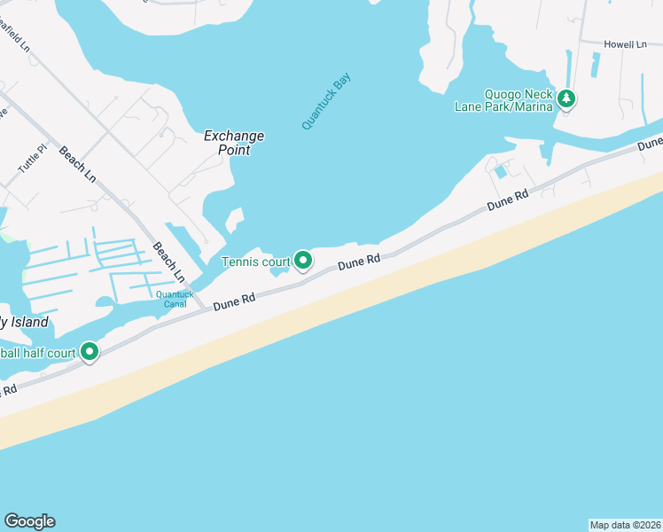 map of restaurants, bars, coffee shops, grocery stores, and more near 54 Dune Road in Westhampton Beach