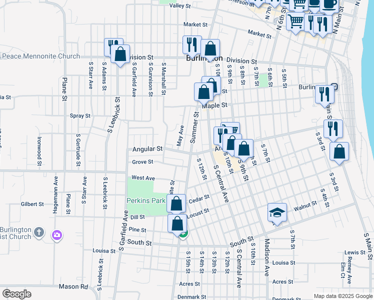 map of restaurants, bars, coffee shops, grocery stores, and more near 537 Summer Street in Burlington