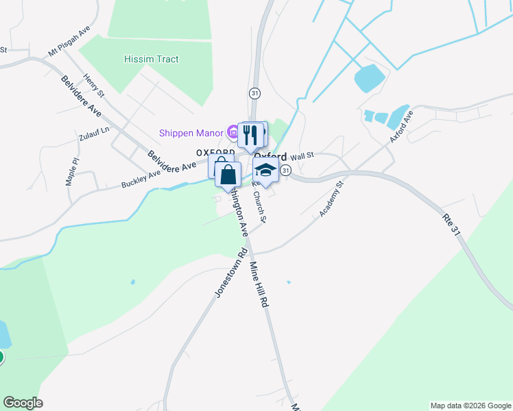 map of restaurants, bars, coffee shops, grocery stores, and more near 18 Church Street in Oxford