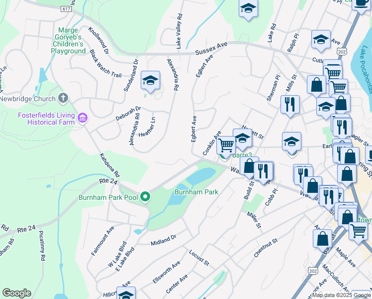map of restaurants, bars, coffee shops, grocery stores, and more near 4 Jones Drive in Morristown
