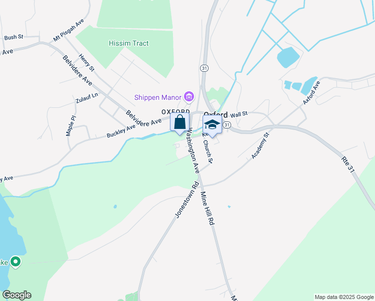 map of restaurants, bars, coffee shops, grocery stores, and more near 66 Washington Avenue in Oxford