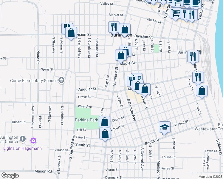 map of restaurants, bars, coffee shops, grocery stores, and more near 537 Summer Street in Burlington