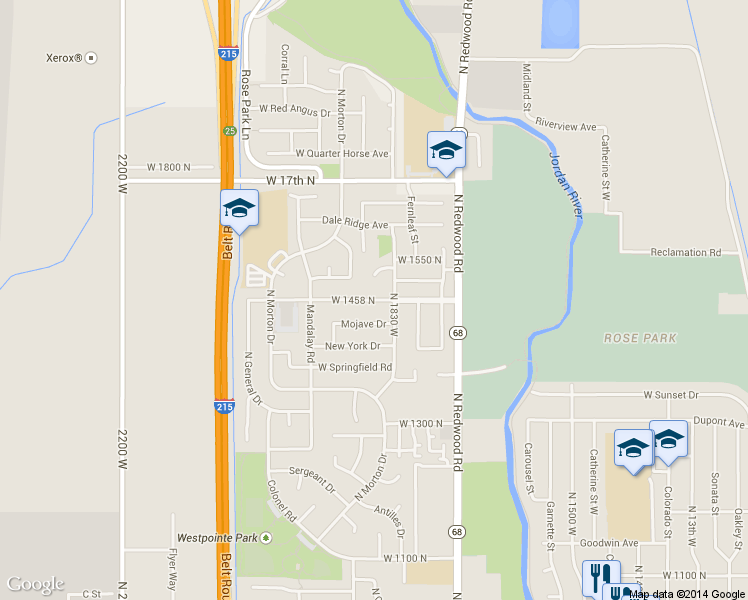map of restaurants, bars, coffee shops, grocery stores, and more near 1835 Independence Boulevard North in Salt Lake City