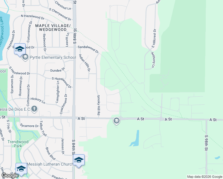map of restaurants, bars, coffee shops, grocery stores, and more near 1111 South 88th Street in Lincoln