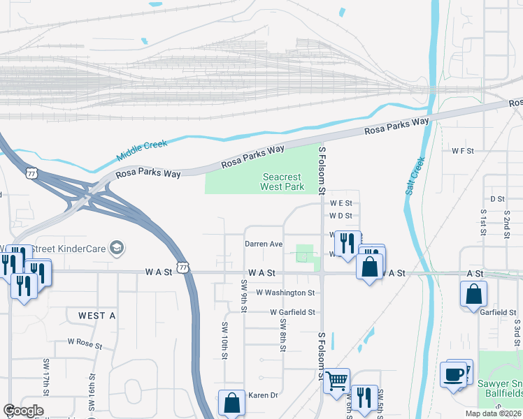 map of restaurants, bars, coffee shops, grocery stores, and more near 830 Hanneman Drive in Lincoln